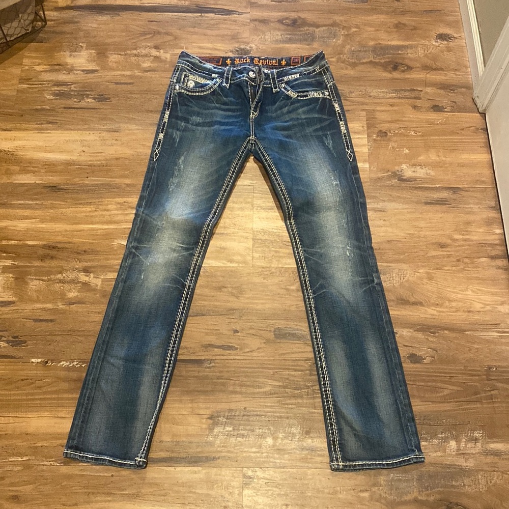 Rock revival jeans, size 30 with decorative back pockets
